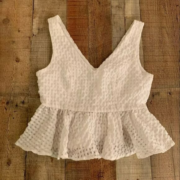 Soprano womens size medium white checkered v-neck baby doll tank top - Picture 1 of 6